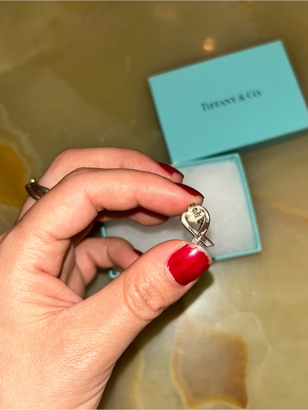 Tiffany & Co. 925 Sterling Silver Paloma Picasso Loving Heart Studs - Picture 4 of 5